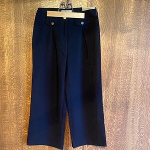 Michael Kors New Black Wide-Leg Trousers high rise crop Sz4